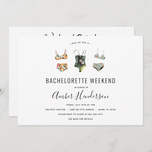 Strand Bikini Bachelorette Routebeschrijving Kaart (Voorkant / Achterkant)