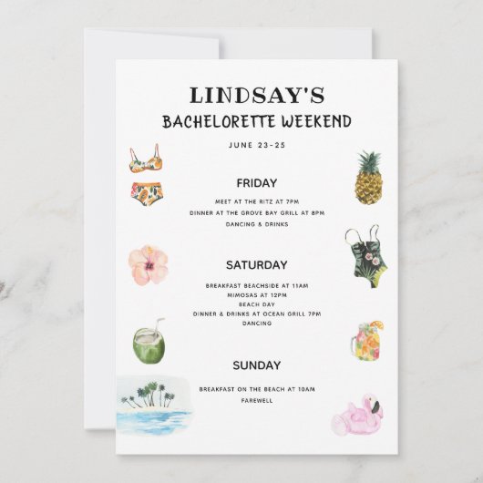 Strand Bikini Bachelorette Routebeschrijving Kaart (Voorkant)