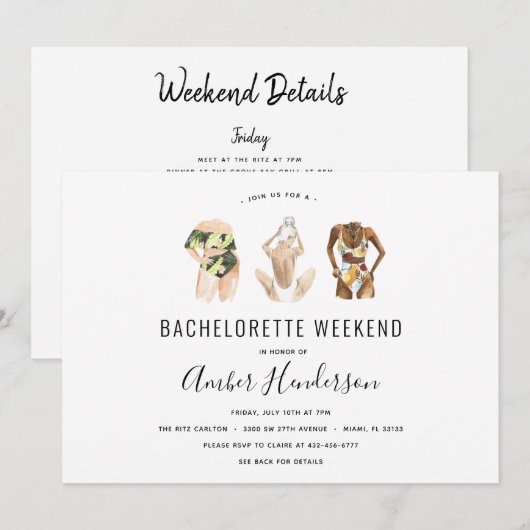 Strand Bikini Bachelorette Routebeschrijving Kaart (Voorkant / Achterkant)