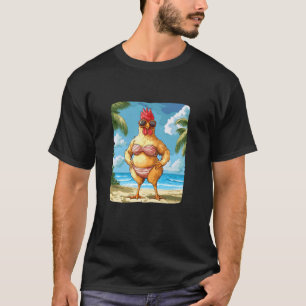 Strand Bikini Kostuum met dit Grappige Kip Zwemmen T-shirt