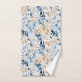 Strand Blauw en Tan Wave Patroon Bad Handdoek (Handdoek)