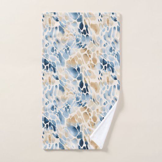 Strand Blauw en Tan Wave Patroon Bad Handdoek (Handdoek)
