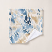 Strand Blauw en Tan Wave Patroon Bad Handdoek (Wasdoekje)