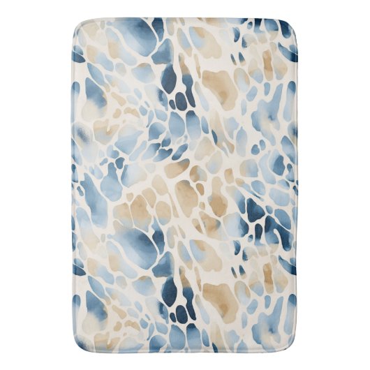 Strand Blauw en Tan Wave Patroon Badmat (Voorkant Verticaal)