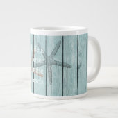 Strand Blauw Faux Hout Zeester Grote Koffiekop (Voorkant rechts)