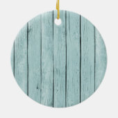 Strand Blauw Faux Hout Zeester Keramisch Ornament (Achterkant)