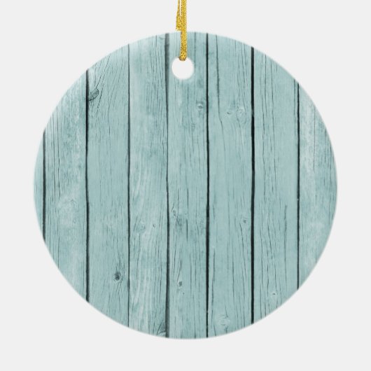 Strand Blauw Faux Hout Zeester Keramisch Ornament (Achterkant)