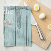 Strand Blauw Faux Hout Zeester Theedoek (Quarter Fold)