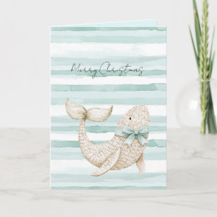 Strand Blauw Kust Wit Walvis Kerstmis Kaart