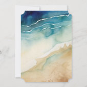 Strand Blauw Oceaan Zand Bruiloft Kaart (Achterkant)