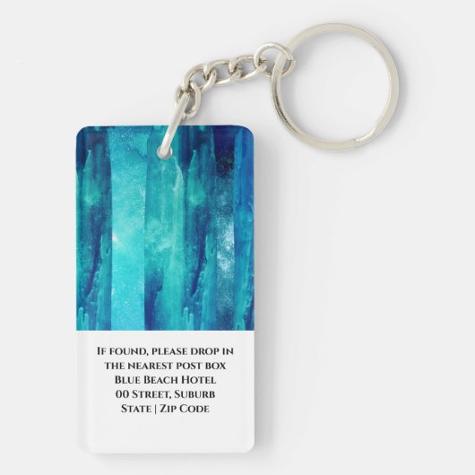 Strand blauw oceaan zee golven water hotel resort sleutelhanger (achterkant)