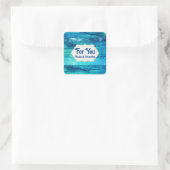 Strand blauw oceaan zee golven water kust voor jou vierkante sticker (Tas)