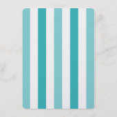 Strand Blauw Turquoise Strepen Bruiloft Menu (Achterkant)