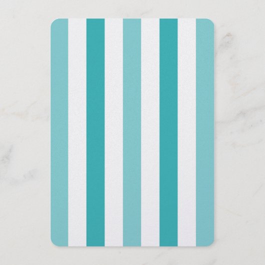 Strand Blauw Turquoise Strepen Bruiloft Menu (Achterkant)
