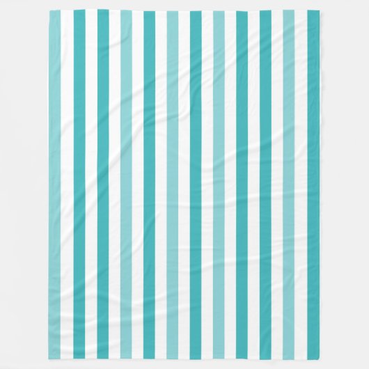 Strand Blauw Turquoise Strepen Fleece Deken (Voorkant)