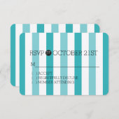 Strand Blauw Turquoise Strepen RSVP (Voorkant / Achterkant)