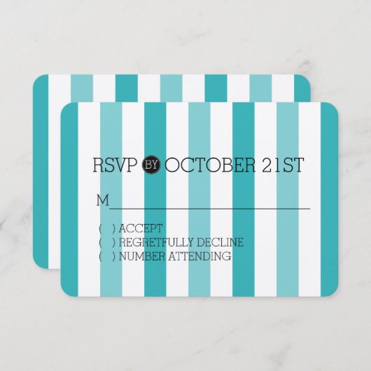 Strand Blauw Turquoise Strepen RSVP (Voorkant / Achterkant)