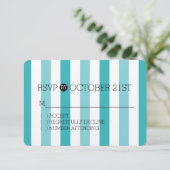 Strand Blauw Turquoise Strepen RSVP (Staand voorkant)