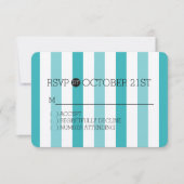Strand Blauw Turquoise Strepen RSVP (Voorkant)