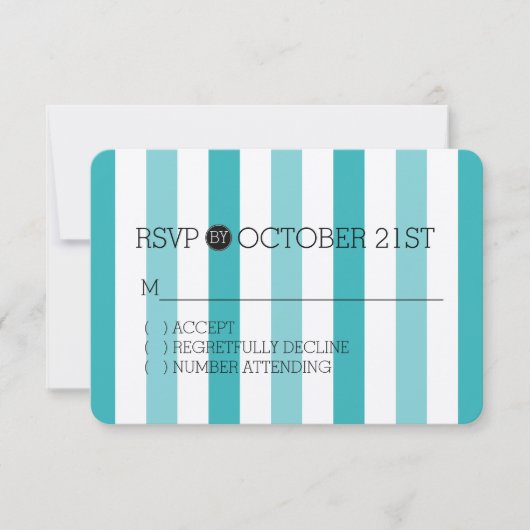 Strand Blauw Turquoise Strepen RSVP (Voorkant)