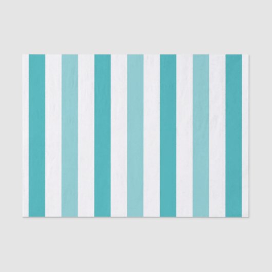 Strand Blauw Turquoise Strepen Tissuepapier (Voorkant)