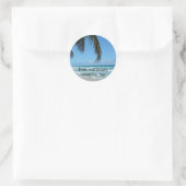 Strand - Blauw Water en Wit Zand Ronde Sticker (Tas)