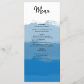 Strand Blauw Waterverf Bruiloft Menu (Voorkant)