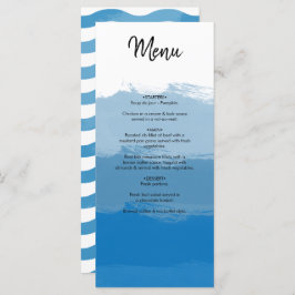 Strand Blauw Waterverf Bruiloft Menu
