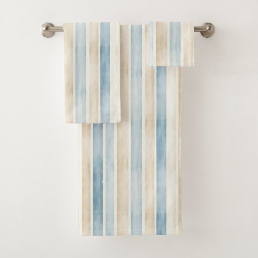 Strand Blauwe Crème Strepen Bad Handdoek (Insitu)
