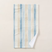 Strand Blauwe Crème Strepen Bad Handdoek (Handdoek)