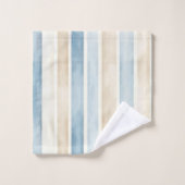 Strand Blauwe Crème Strepen Bad Handdoek (Wasdoekje)