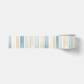 Strand Blauwe Crème Strepen Bruiloft Grosgrain Lint (Voorkant)