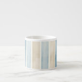 Strand Blauwe Crème Strepen Espresso Kop (Voorkant)