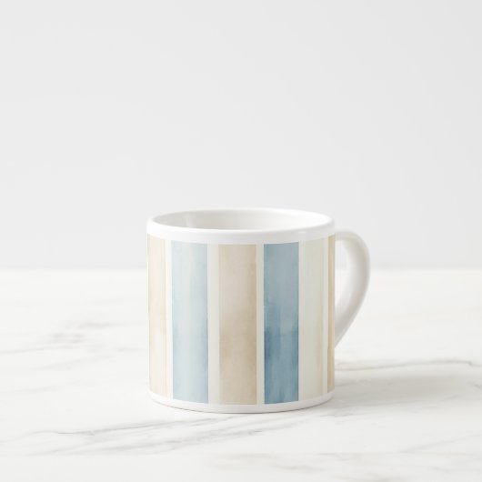 Strand Blauwe Crème Strepen Espresso Kop (Voorkant rechts)