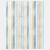 Strand Blauwe Crème Strepen Fleece Deken (Voorkant)