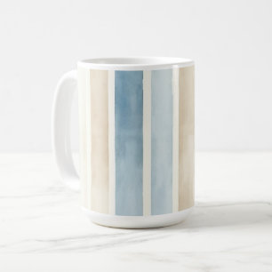 Strand Blauwe Crème Strepen Koffiemok