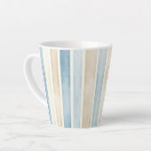 Strand Blauwe Crème Strepen Latte Mok (Linkerhoek)