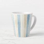 Strand Blauwe Crème Strepen Latte Mok (Rechterhoek)