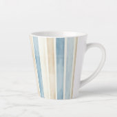 Strand Blauwe Crème Strepen Latte Mok (Rechts)