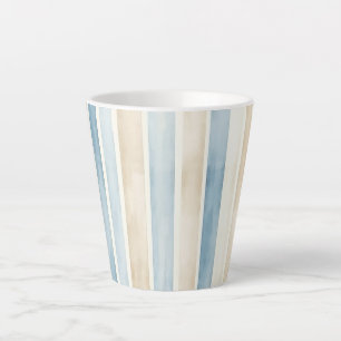 Strand Blauwe Crème Strepen Latte Mok