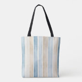 Strand Blauwe Crème Strepen Tote Bag (Achterkant)