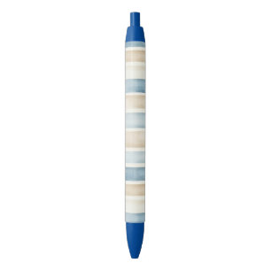 Strand Blauwe Crème Strepen   Zwarte Inkt Pen