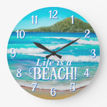 Strand Blauwe Golven Schilderen Typografie