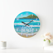 Strand Blauwe Golven Schilderen Typografie Grote Klok (Huis)