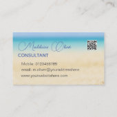 Strand Blauwe Oceaan Kust QR Code Modern Visitekaartje (Achterkant)