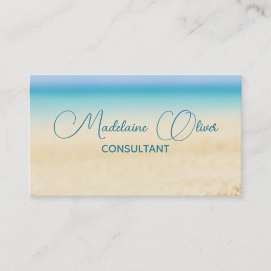 Strand Blauwe Oceaan Kust QR Code Modern Visitekaartje (Voorkant)