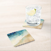 Strand Blauwe Oceaan Zand Bruiloft Kartonnen Onderzetters (Insitu)