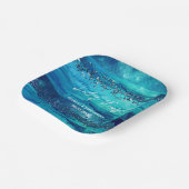 Strand blauwe waterverf golven nautische marine ch papieren bordje (Gebogen)