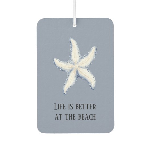 Strand Blauwe Witte Zeester Citaat Luchtverfrisser (Voorkant)