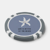Strand Blauwe Witte Zeester Citaat Poker Chips (Enkel)